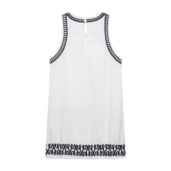 PB&ZA Rochie de vară pentru femei, poliester, culoare de contrast, croială în A-line, lungime medie, guler rotund