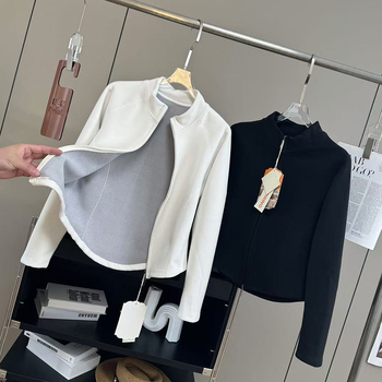 Cardigan-jachetă pentru femei, croială Slim, guler polo, mâneci lungi, material Chenille, Spandex <30%