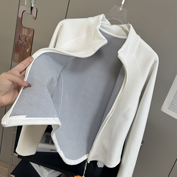 Cardigan-jachetă pentru femei, croială Slim, guler polo, mâneci lungi, material Chenille, Spandex <30%