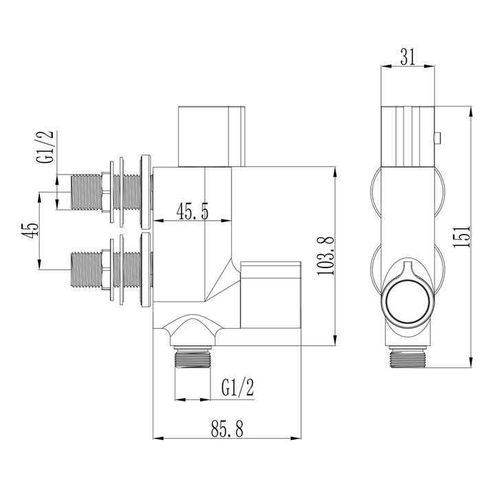 Set duș pentru toaletă din cupru, montaj în perete, temperatură reglabilă 3–80°C, presiune nominală 0.1–0.8 MPa, modelul 839