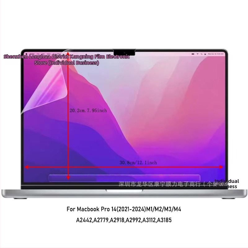 MacBook Pro kijelzővédő fólia — PET anyag, kékfény elleni védelem, különböző MacBook modellekkel kompatibilis