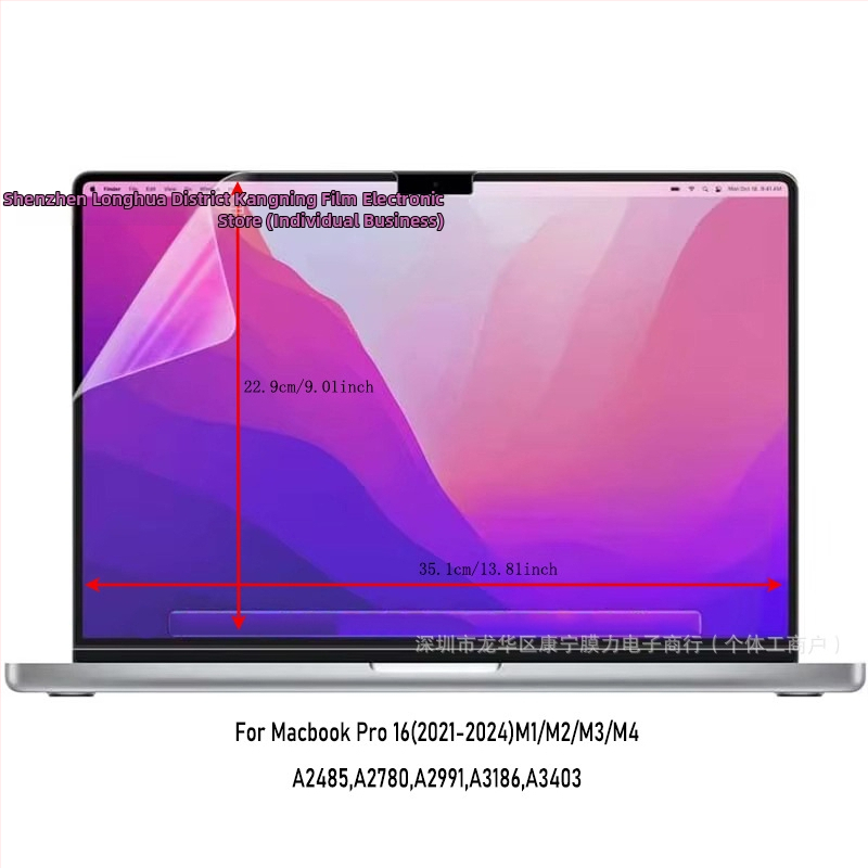 MacBook Pro kijelzővédő fólia — PET anyag, kékfény elleni védelem, különböző MacBook modellekkel kompatibilis