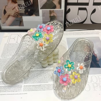 Abundance Leisure PVC szandál kristályos díszítéssel és virágokkal, felsőrész PVC, talp PVC, injektált talp