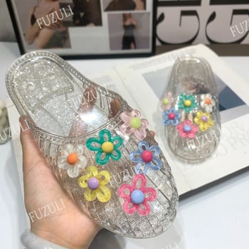 Abundance Leisure PVC szandál kristályos díszítéssel és virágokkal, felsőrész PVC, talp PVC, injektált talp