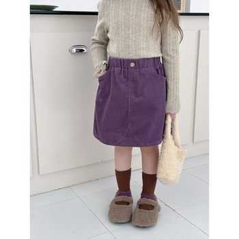 Koreai stílusú gyerekeknek készült vállszoknya, A-vonal, pamut korduroy anyagból, egyszínű, 80–90% pamut, újszülötteknek 0–1 év, tavasz 2025