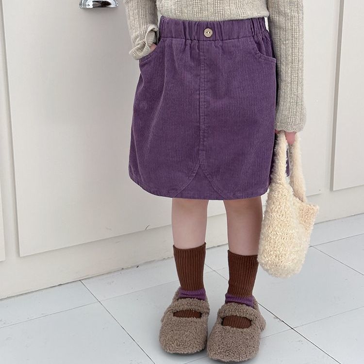 Koreai stílusú gyerekeknek készült vállszoknya, A-vonal, pamut korduroy anyagból, egyszínű, 80–90% pamut, újszülötteknek 0–1 év, tavasz 2025