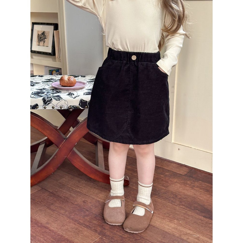 Koreai stílusú gyerekeknek készült vállszoknya, A-vonal, pamut korduroy anyagból, egyszínű, 80–90% pamut, újszülötteknek 0–1 év, tavasz 2025