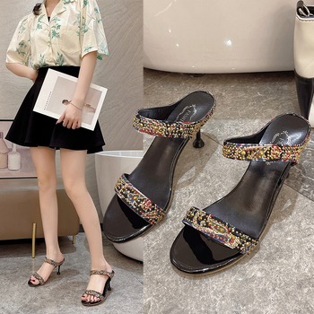 Sandale dama cu deget deschis, slip-on, exterior PU, interior PU, talpă din cauciuc, grosime talpă 0–3 cm, vară 2026