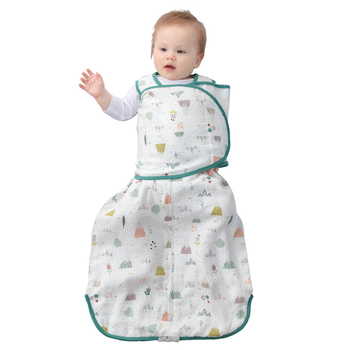 Sac de dormit pentru nou-născuți, înfășurare din bambus-pamuk, stil vestă, toate anotimpurile, model desen animat, fermoar nylon, lavabil; țesătură și căptușeală: 70% fibră regenerată de celuloză, 30% bumbac.