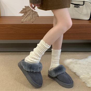 Papuci de femei cu partea superioară din nubuc, căptușeală din blană artificială, talpă din cauciuc, slip-on, grosime talpă 0–3 cm, iarnă 2025