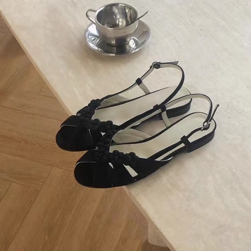 Koreanskog stila sandale s cvjetnim uzorkom, PU gornji dio, gumena potplat, oblik ribe