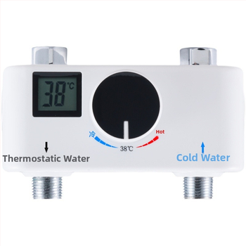 Robinet termostatic electric pentru apă caldă, amestec cald–rece, setare 38°C, corp electroplacat cu un singur robinet