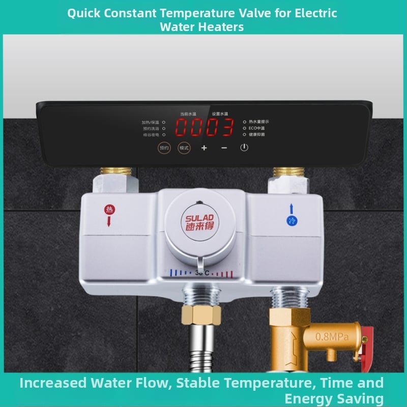 Robinet termostatic electric pentru apă caldă, amestec cald–rece, setare 38°C, corp electroplacat cu un singur robinet