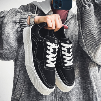 Muške tenisice za skateboard, korejskog stila, zaobljeni vrh, gornji dio od sintetičke kože, EVA uložak, gumeni potplat