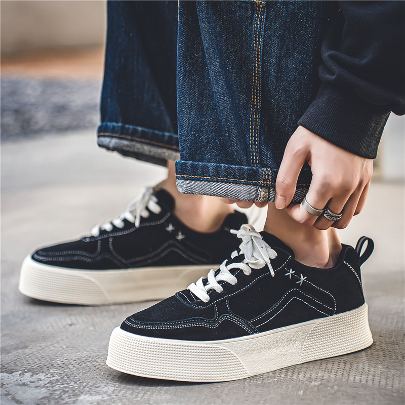 Muške tenisice za skateboard, korejskog stila, zaobljeni vrh, gornji dio od sintetičke kože, EVA uložak, gumeni potplat