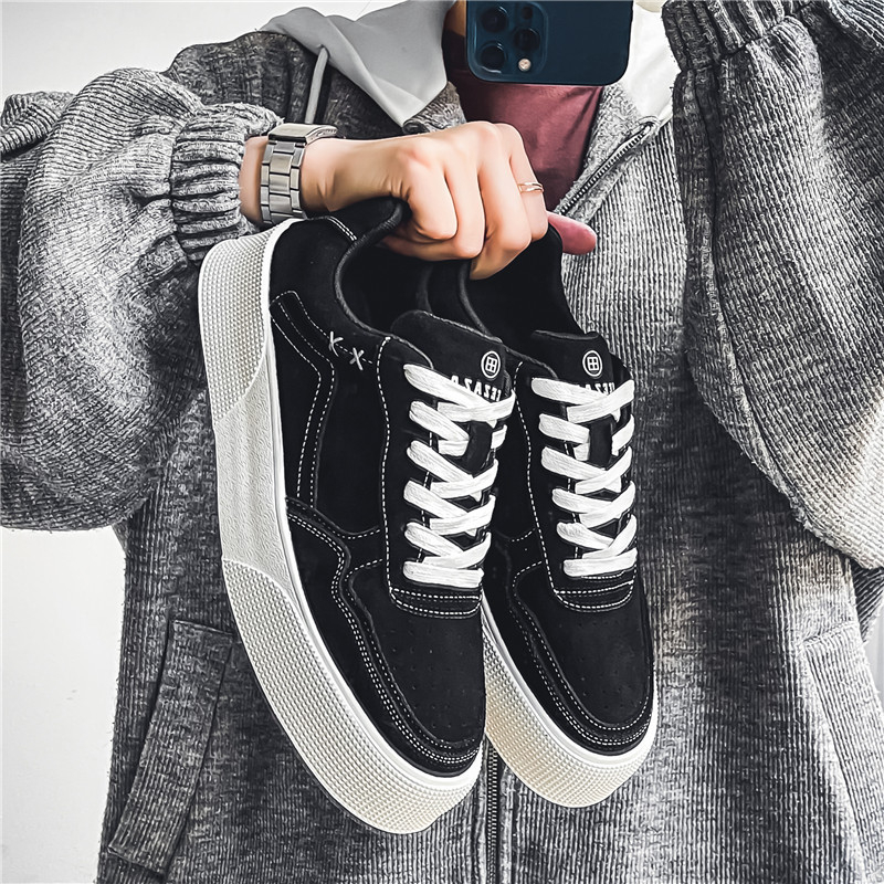 Muške tenisice za skateboard, korejskog stila, zaobljeni vrh, gornji dio od sintetičke kože, EVA uložak, gumeni potplat