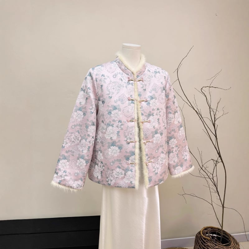 Ženska reverzibilna jakna s punom od bijele patke i pravog minka, stojeći ovratnik, dugi rukavi, standardna duljina, zima 2025