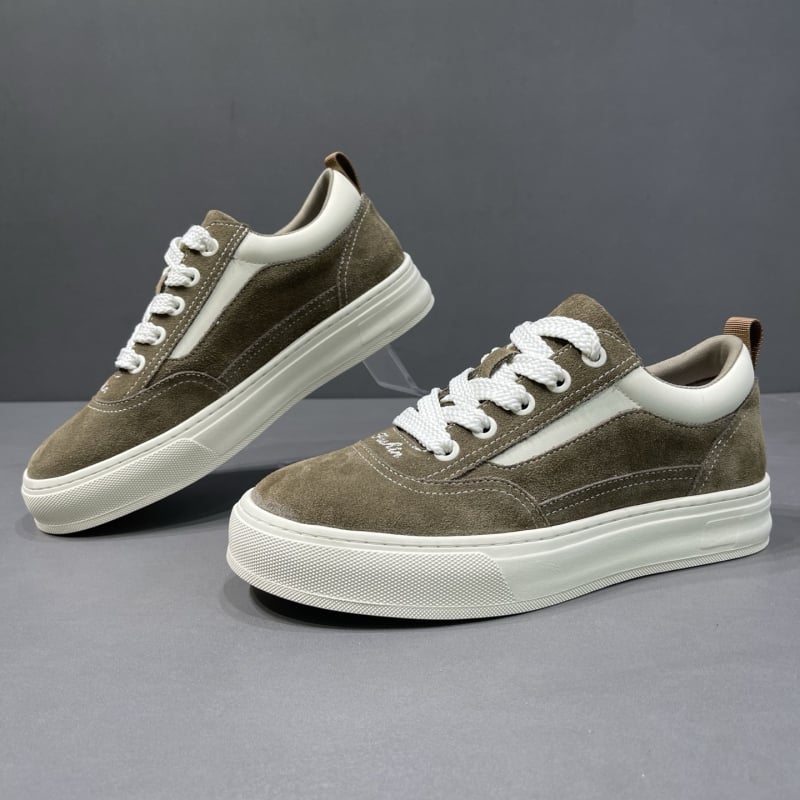 Muške tenisice od kože prvog sloja, niskog profila, okrugli vrh, vezice, gumeni đon