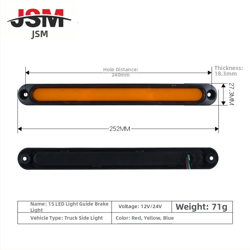 LED zadné svetlo pre nákladné auto, 15-LED svetelný vodič brzdy, 24V, 5W, 6000K