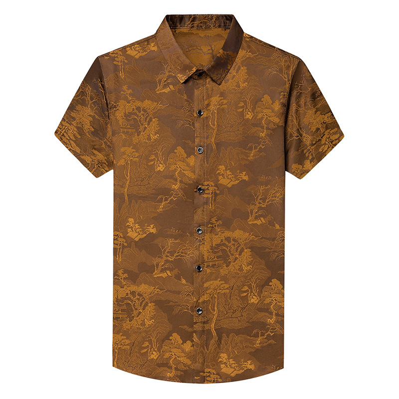 Muška ležerna košula s kratkim rukavima, camouflage uzorak, lagani cardigan-stil, prozračan poliester