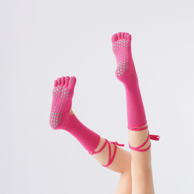 Ženske petoprstne joga čarape s remenom, pamuk 80-90%, protuklizne, antibakterijske, upijaju znoj, za sve sezone