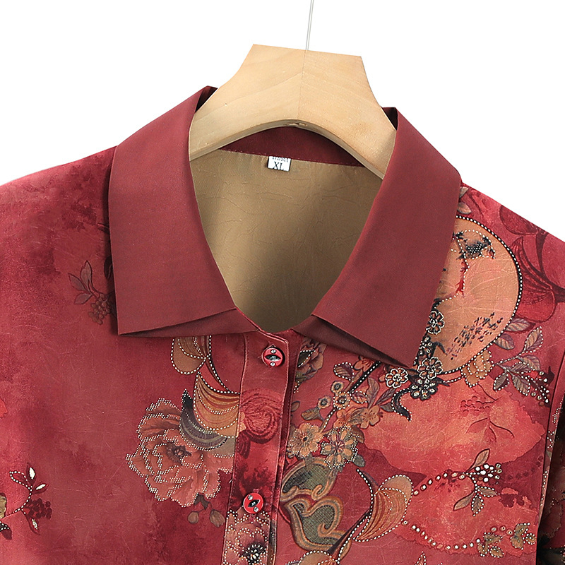 Poliészter női blúz 3/4-ás ujjakkal, kínai stílusú művészi vintage mintával, nyár 2025