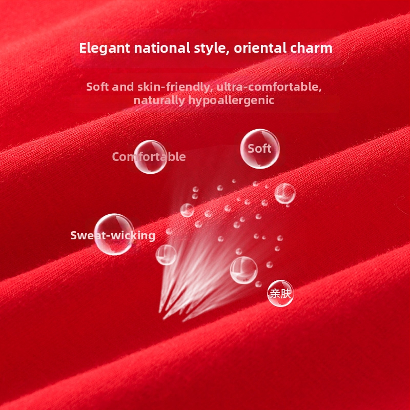 Детска рокля в китайски стил, А-линия, 95% памук, подплата от памук, подгъв с рюш