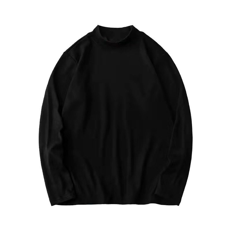 Muška majica s dugim rukavima, flis podstava, visoki ovratnik, zimski osnovni kroj, slim-fit