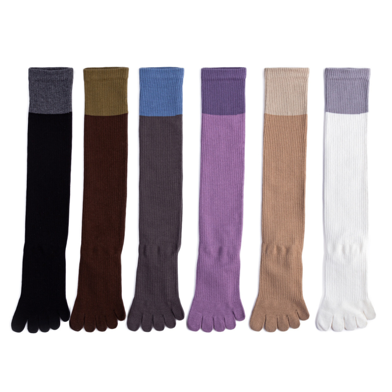 Γυναικείες κάλτσες με πέντε δάχτυλα μέχρι τη γάμπα — βαμβακερές, απορροφούν τον ιδρώτα, διαπνέουσες, χωρίς ραφές στα δάκτυλα, 70–80% βαμβάκι, ανάλαφρο καθημερινό στυλ