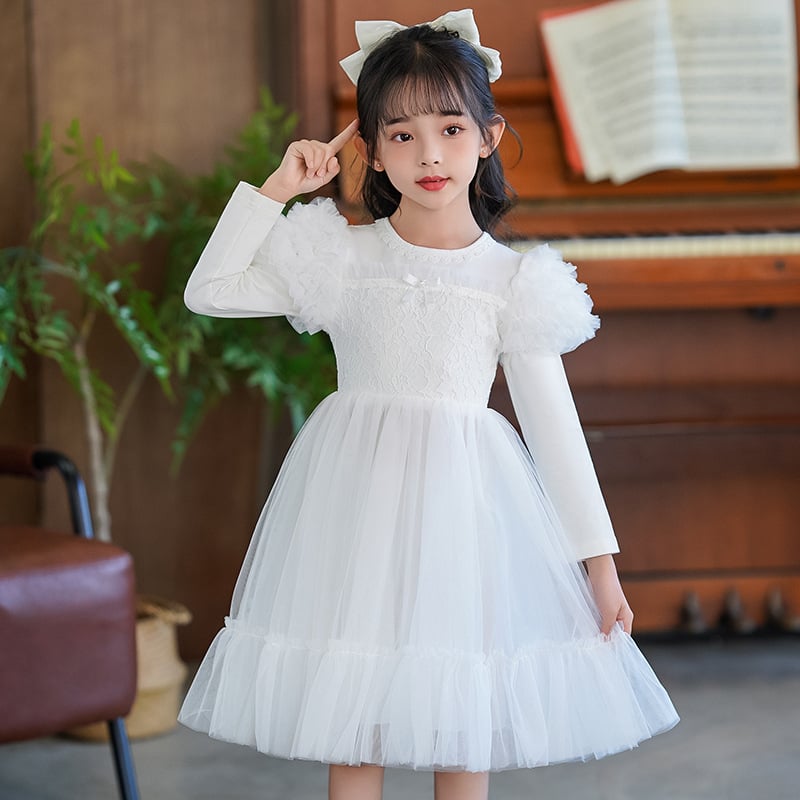 Φόρεμα κοριτσίστικο Πριγκίπισσα με δαντέλα: κύριο ύφασμα πολυεστέρας, φόδρα 85% βαμβάκι, φουσκωτά μανίκια, για 3–8 ετών