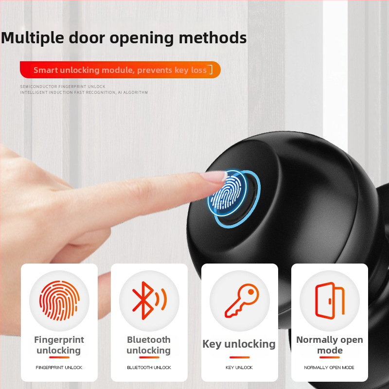 Zăvor inteligent cu bilă, design fără găuri, finisaj graffiti, zăvor Bluetooth cu amprentă pentru ușa de birou, încuietoare cu trei tijă – Chuanlong CL-02
