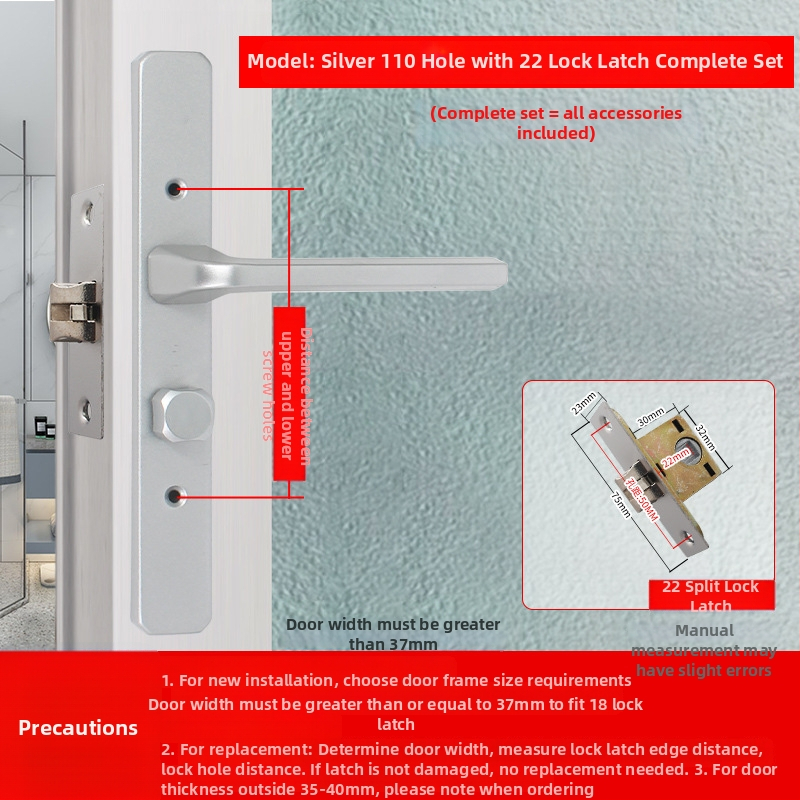 Încuietoare de baie fără cheie, mâner pentru ușă, model 28-336, stil modern minimalist