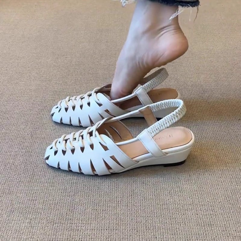 Rimske sandale, gornji materijal ultrafiber, kvadratni vrh, retro stil, gumeni potplat