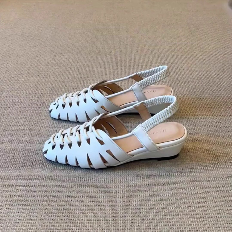 Rimske sandale, gornji materijal ultrafiber, kvadratni vrh, retro stil, gumeni potplat