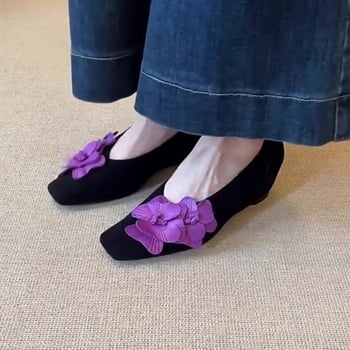 Sandale od kozje kože s cvjetnim izrezima, uski vrh, 3 cm klin, vintage stil
