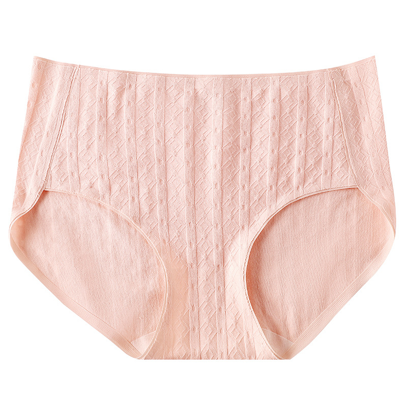 Ženske gaćice s visokim strukom od pamuka, antibakterijske, pamukasta podstava u preponama, pleteni jacquard uzorak, jednobojne, tanke