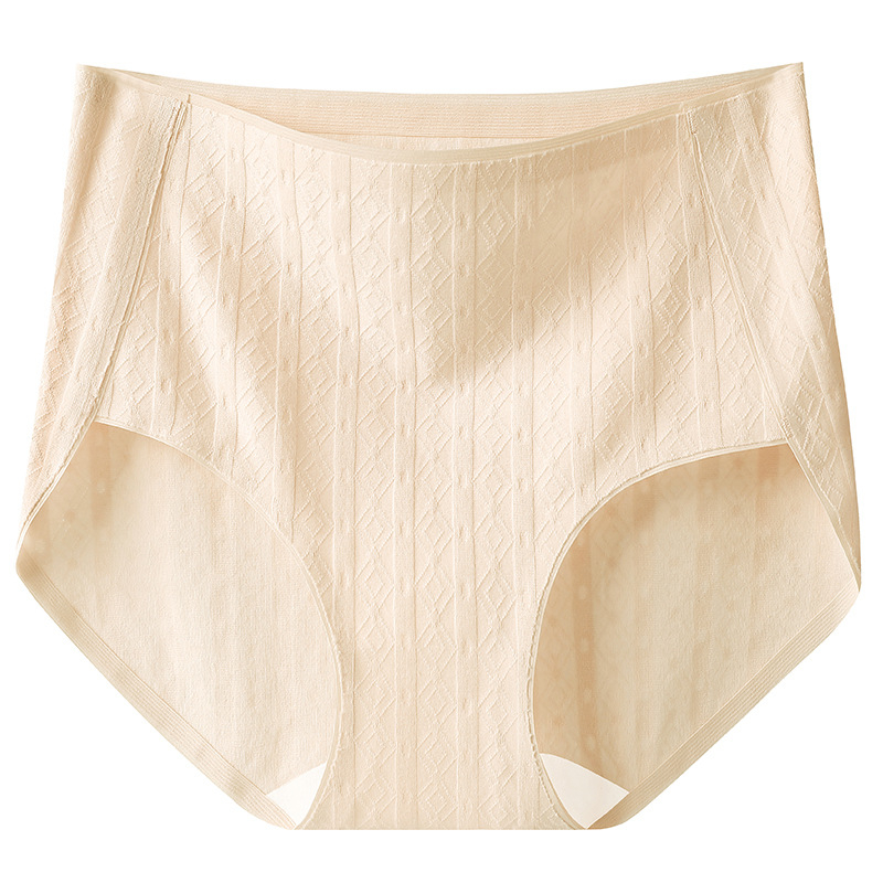 Ženske gaćice s visokim strukom od pamuka, antibakterijske, pamukasta podstava u preponama, pleteni jacquard uzorak, jednobojne, tanke