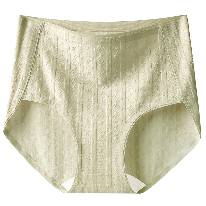 Ženske gaćice s visokim strukom od pamuka, antibakterijske, pamukasta podstava u preponama, pleteni jacquard uzorak, jednobojne, tanke