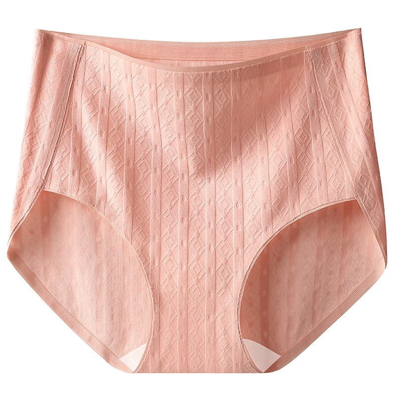 Ženske gaćice s visokim strukom od pamuka, antibakterijske, pamukasta podstava u preponama, pleteni jacquard uzorak, jednobojne, tanke