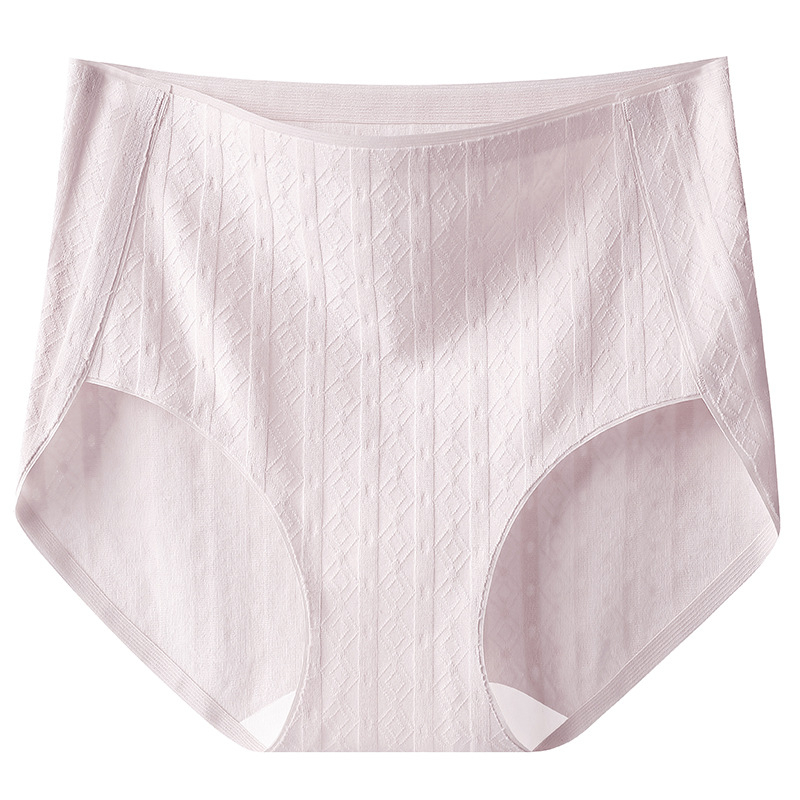 Ženske gaćice s visokim strukom od pamuka, antibakterijske, pamukasta podstava u preponama, pleteni jacquard uzorak, jednobojne, tanke