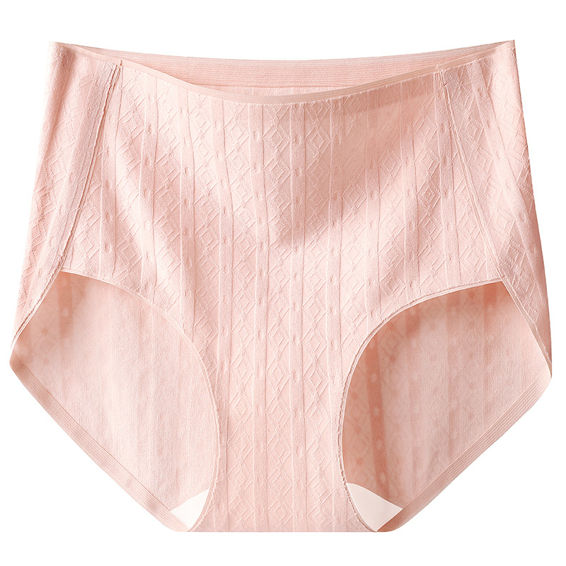 Ženske gaćice s visokim strukom od pamuka, antibakterijske, pamukasta podstava u preponama, pleteni jacquard uzorak, jednobojne, tanke