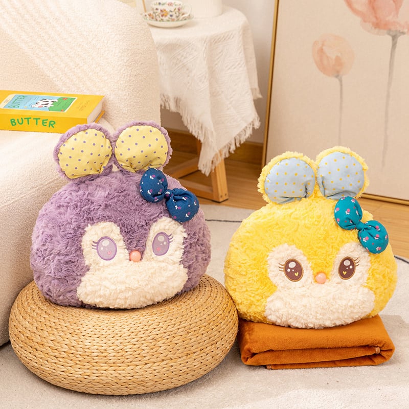 2 v 1 vankúš a deka: zajko s bodkami, polyesterový materiál, polyesterová výplň