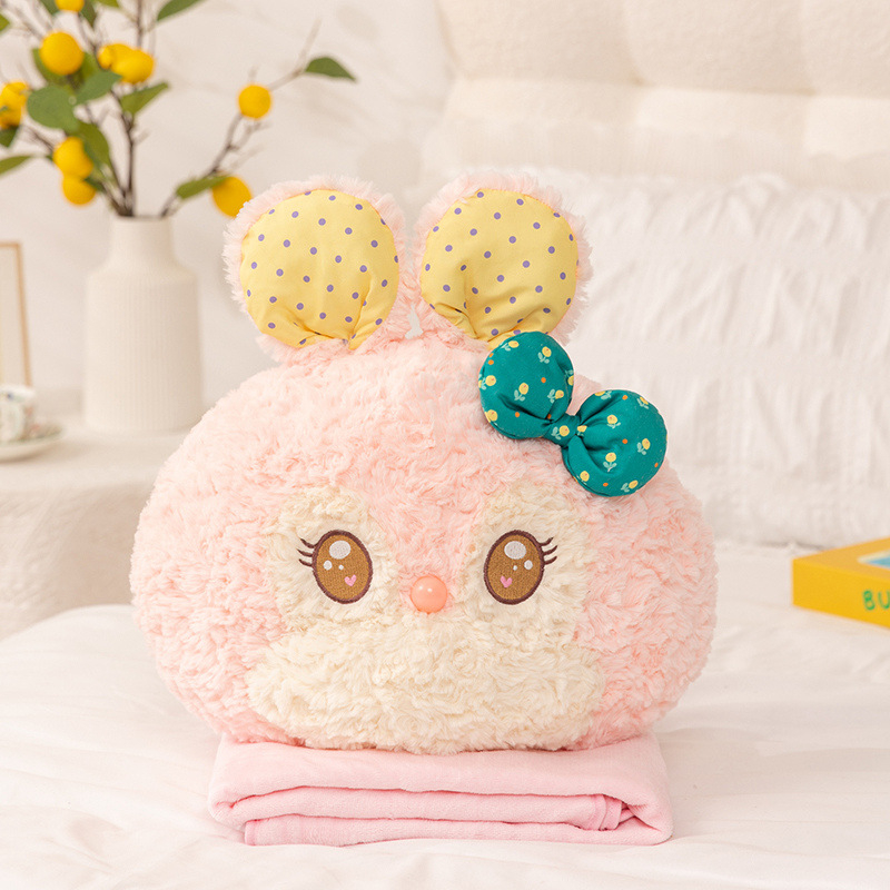 2 v 1 vankúš a deka: zajko s bodkami, polyesterový materiál, polyesterová výplň