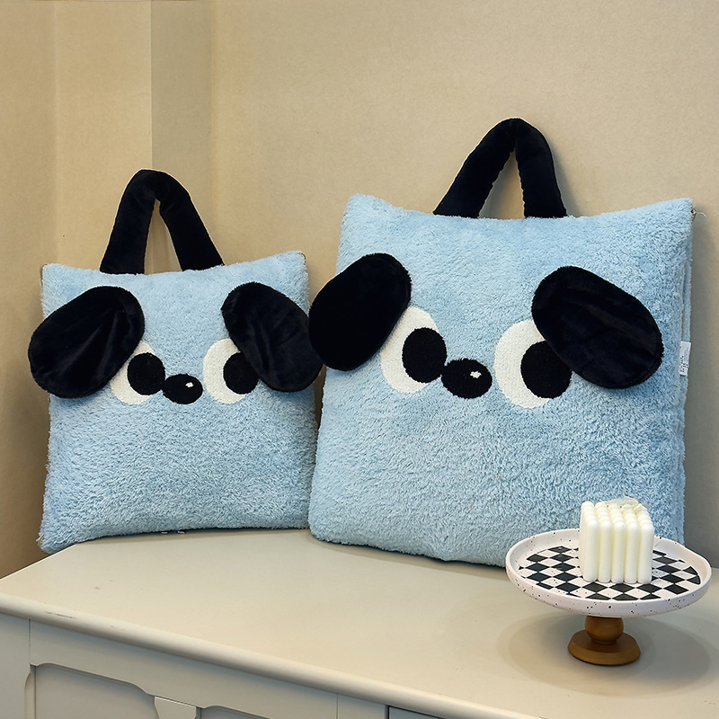 Panya 2-v-1 vankúšová prikrývka, mäkký plášť, výplň z vlákien peria, vyšívaný karikatúrny vzor, kreslený štýl