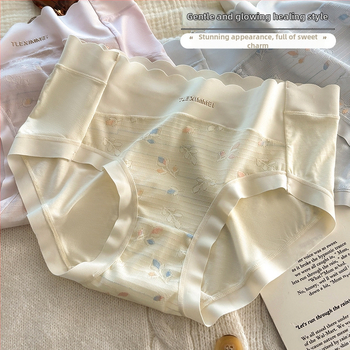 Ženske antibakterijske gaćice od najlona sa srednjim strukom i čipkom (Jacquard tkivo, podstava od Mulberry svile, antibakterijska funkcija)