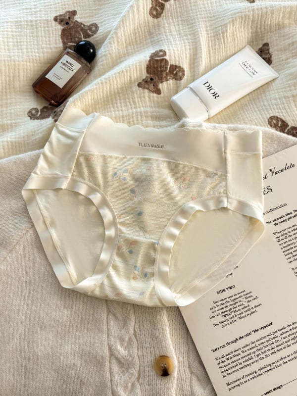 Ženske antibakterijske gaćice od najlona sa srednjim strukom i čipkom (Jacquard tkivo, podstava od Mulberry svile, antibakterijska funkcija)