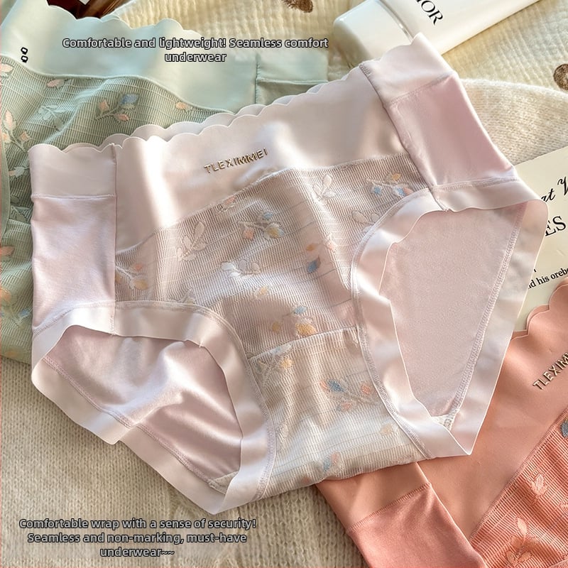 Ženske antibakterijske gaćice od najlona sa srednjim strukom i čipkom (Jacquard tkivo, podstava od Mulberry svile, antibakterijska funkcija)