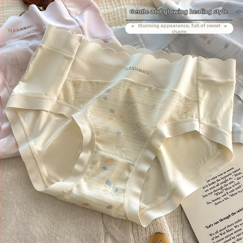Ženske antibakterijske gaćice od najlona sa srednjim strukom i čipkom (Jacquard tkivo, podstava od Mulberry svile, antibakterijska funkcija)