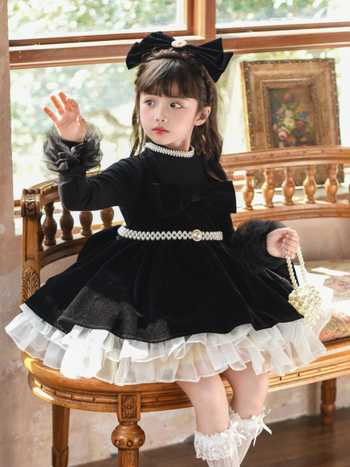 Κοριτσίστικο φόρεμα σε στυλ πριγκίπισσας, πολυεστέρας, απαλή επεξεργασία υφάσματος, φούστα με τιράντες, εμπνευσμένο από Χέπμπερν, για 1–3 ετών