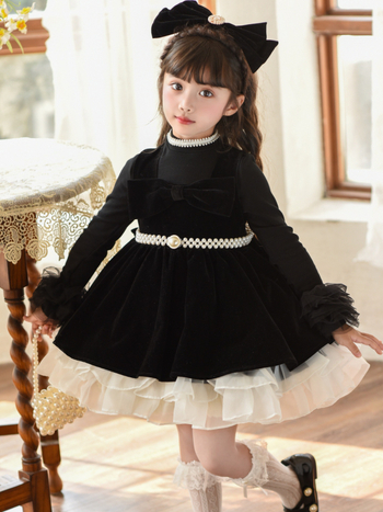 Κοριτσίστικο φόρεμα σε στυλ πριγκίπισσας, πολυεστέρας, απαλή επεξεργασία υφάσματος, φούστα με τιράντες, εμπνευσμένο από Χέπμπερν, για 1–3 ετών